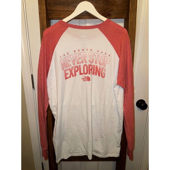 The North Face Mens Raglan T Shirt White Red XL Standard Fit Graphic Tee - Picture 3 of 3